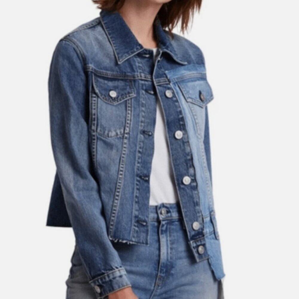 HUDSON Jeans – Classic Fitted Trucker Jacket Spliced Indigo